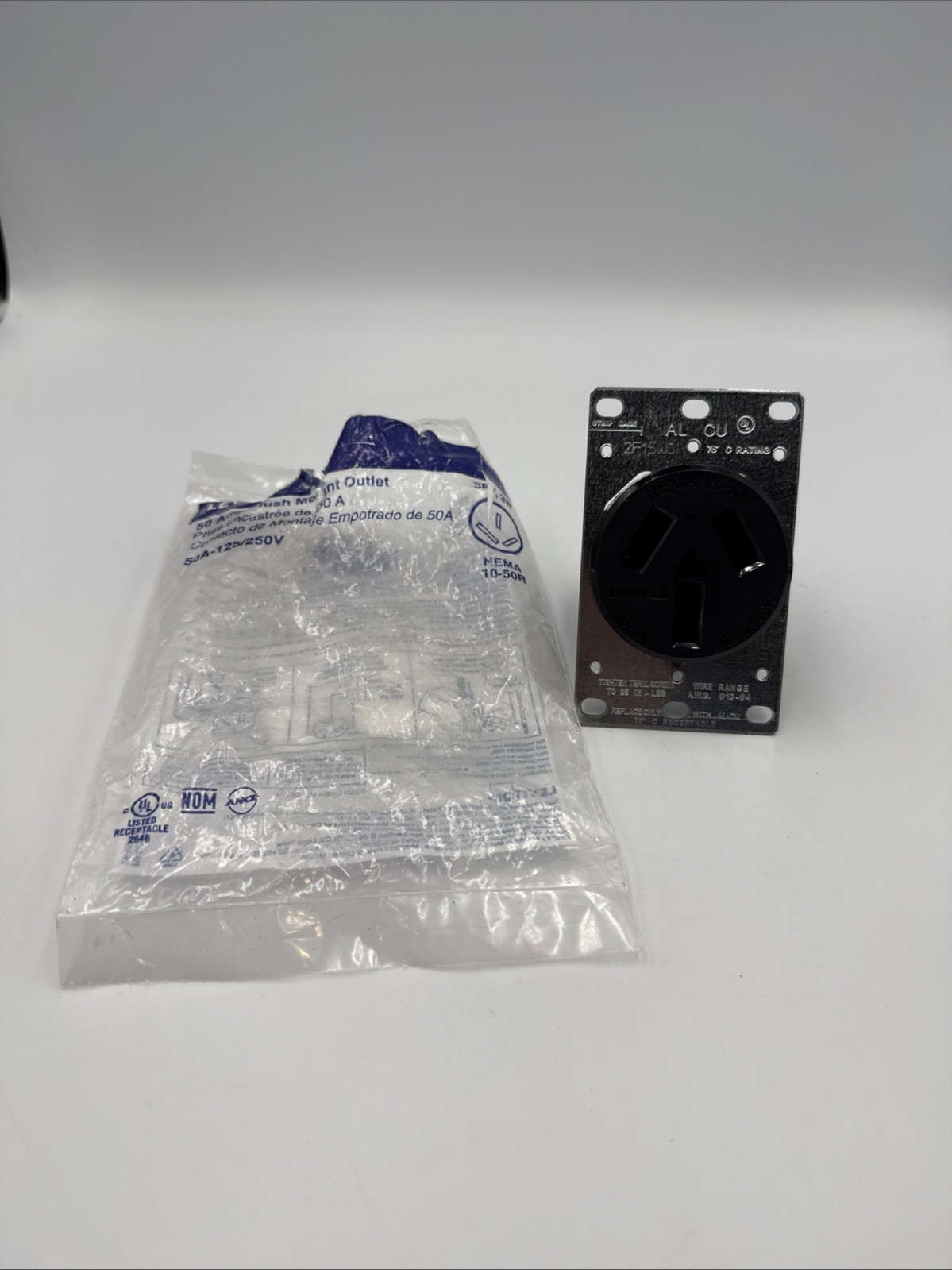 Range Stove Oven Outlet Receptacle 50A 125/250V Black 4 Wire Flush Mount 50 Amp