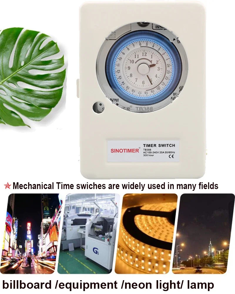 Quartz Timer Switch 100-240V 20A DIN Rail 24H 15Min Waterproof Mechanical Tools