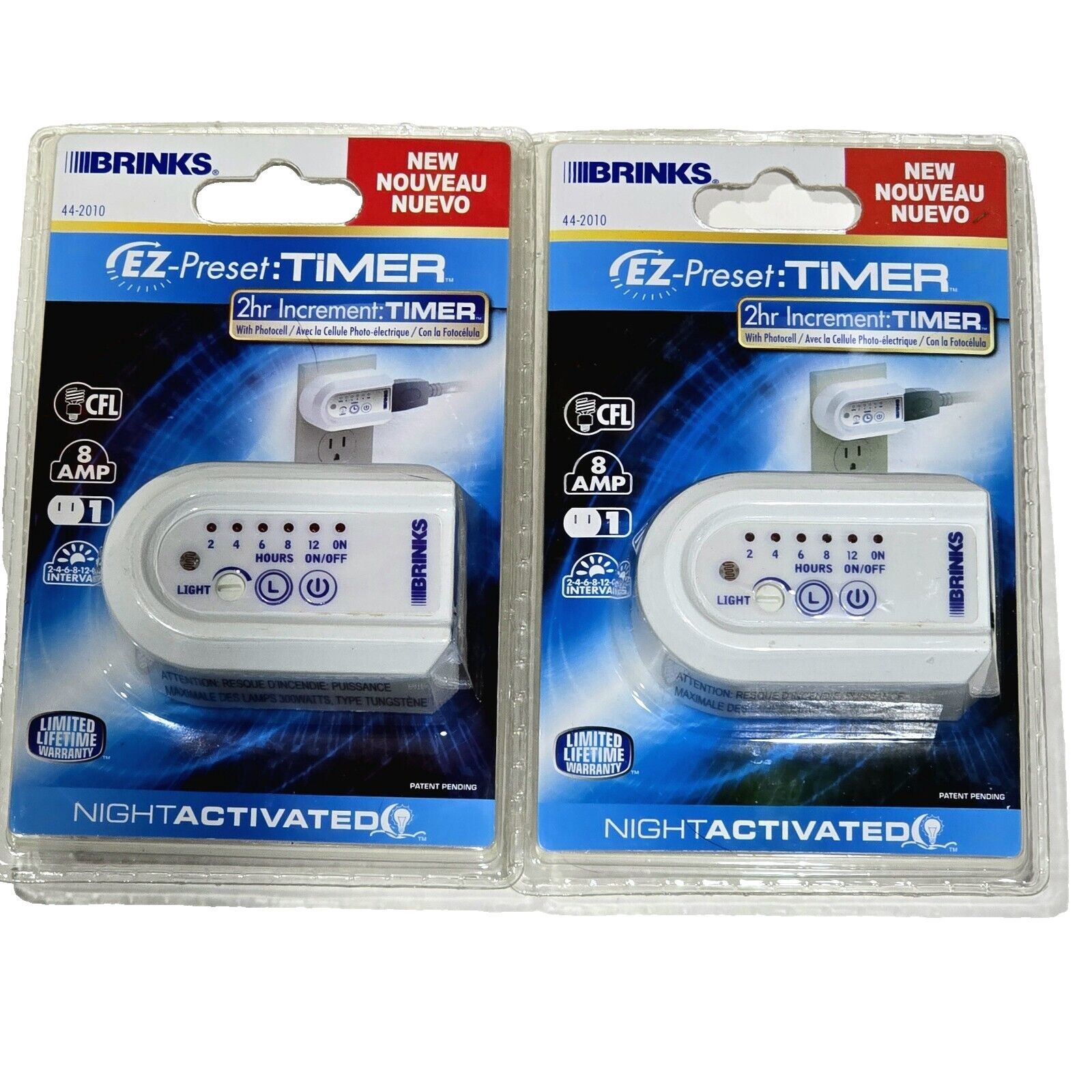 2 Pack Brinks Ez Preset Timer 2hr Increment 8 AMP With Photocell Night Activated
