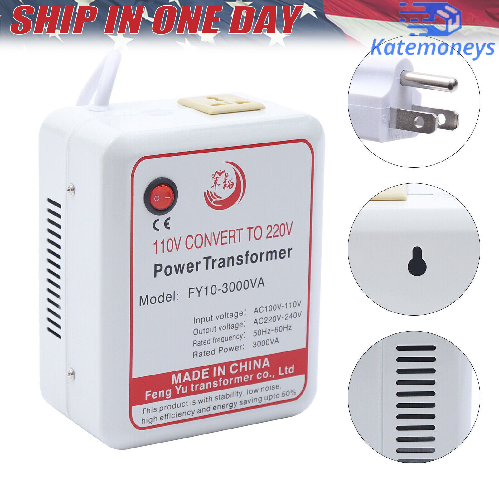 Power Only Step-Up 110V To 220V Transformer Converter Adapter 3000W For Home