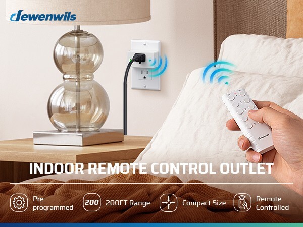 DEWENWILS Remote Control Outlet, Indoor Wireless Remote Outlet Switch for Lamps