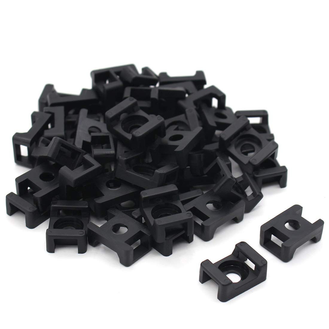 100Pcs Cable Tie Mount Base, 9mm Black(100 of Pack), Pack)