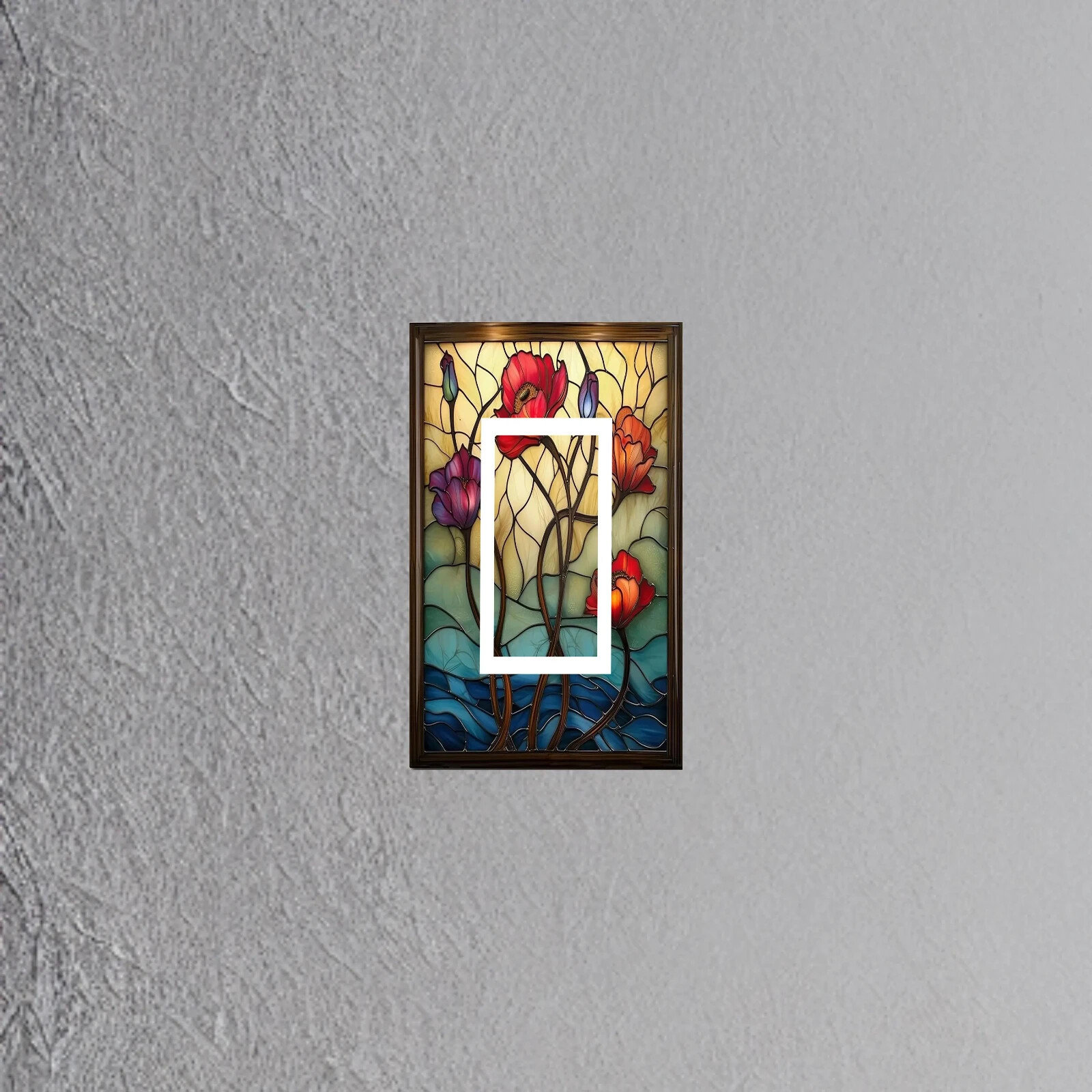 Stained glass Poppies Light Switch Plate Outlet covers switch plate wall decor