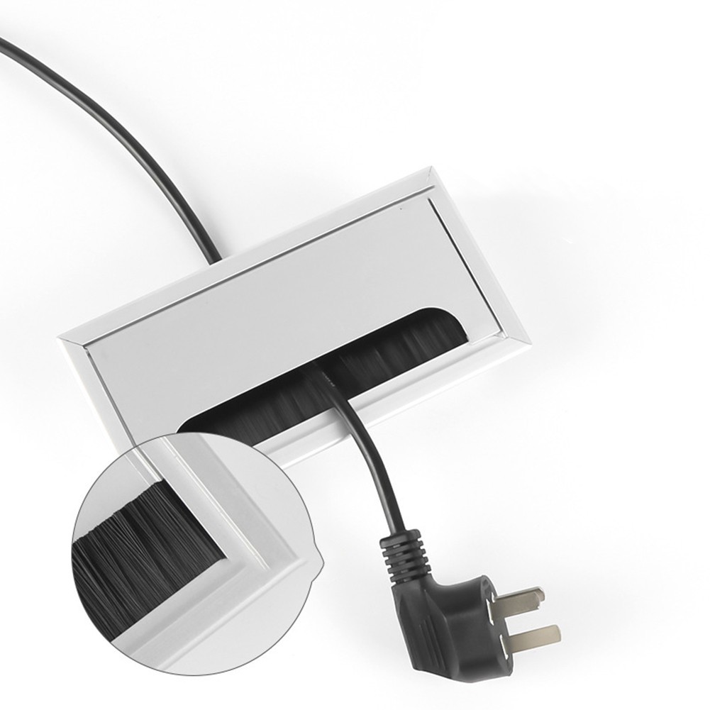Sleek Black and Silver Square Grommet for Desk Wire Management Solutions