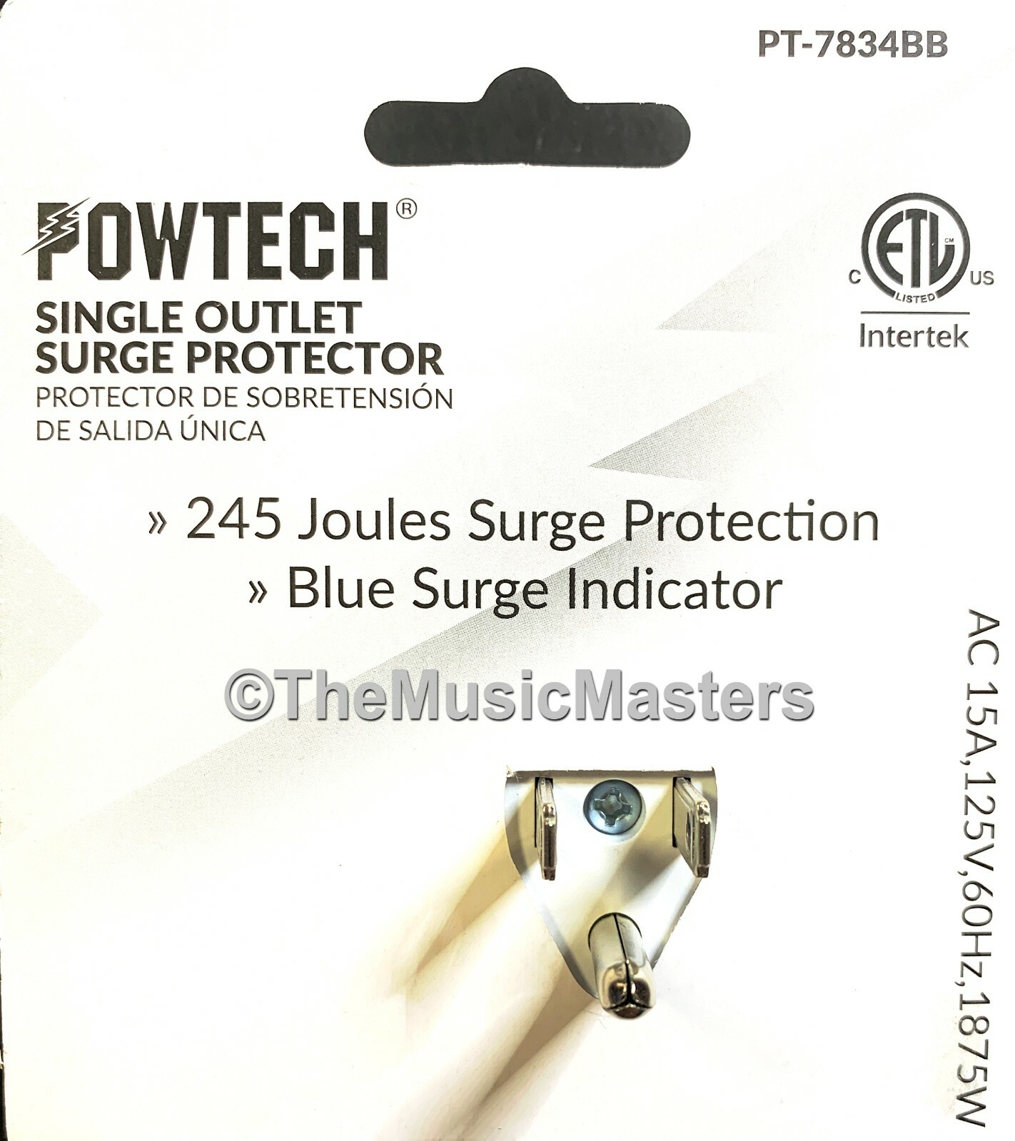 Single Outlet AC Wall Plug Surge Protector Power Suppressor 245 Joules 1875W 15A