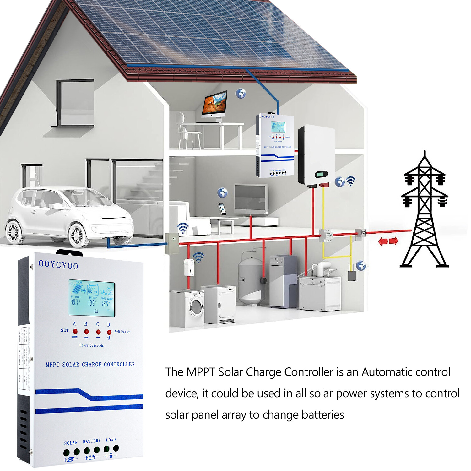 40A 60A MPPT Solar Charge Controller 12V 24V 48V Battery Regulator PV 160V 2800W
