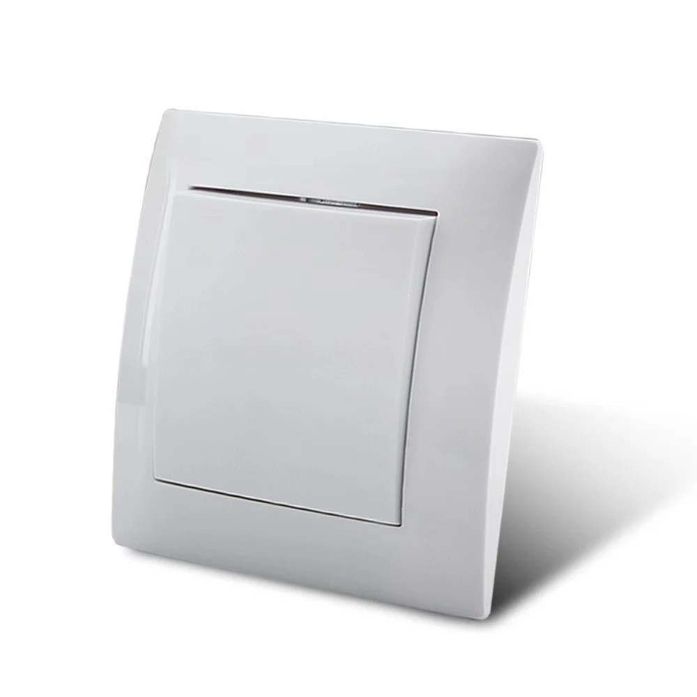 2 Gang 1 Way Wall Light Switch 16A 250V White Rocker Switch Plastic Panel