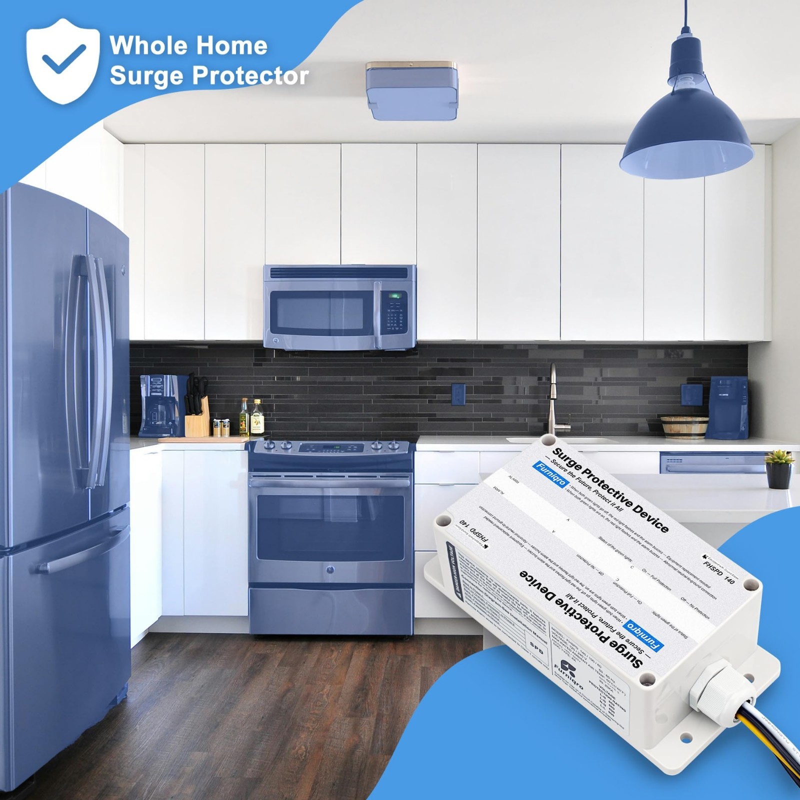 Whole House Surge Protector 140,000 Amps – Indoor/Outdoor Surge Protection Devic