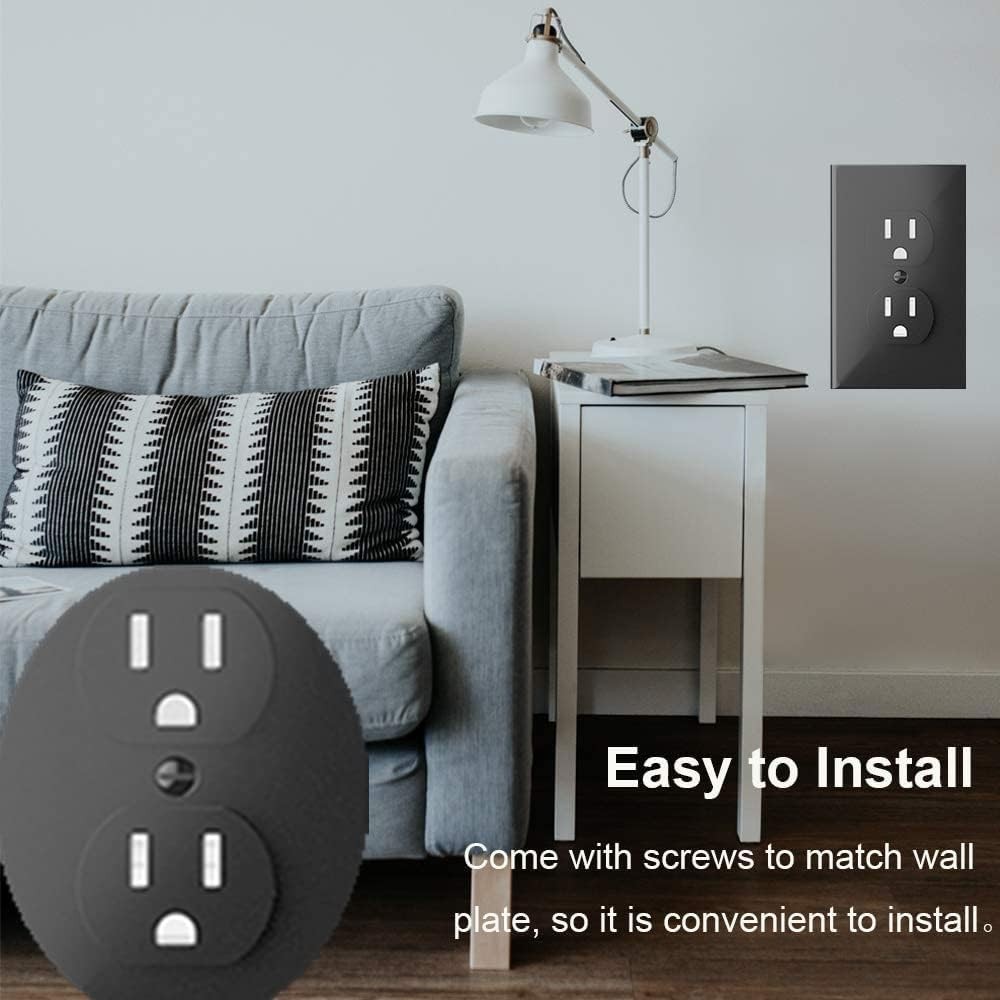 Black Outlet Covers Duplex Receptacle Wall Plates 1 Gang Standard Size Outlet