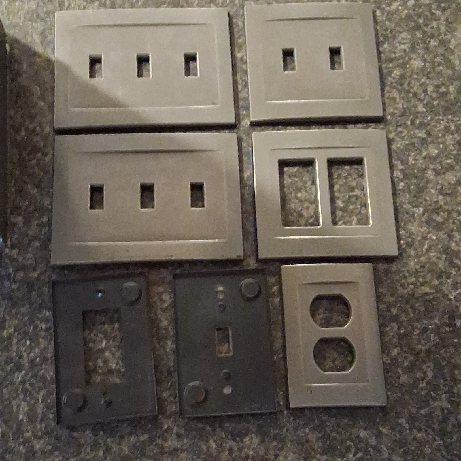 Lot Assorted Gray Matte Plastic Screwless Wall Plates Duplex/Rocker 1-Gang