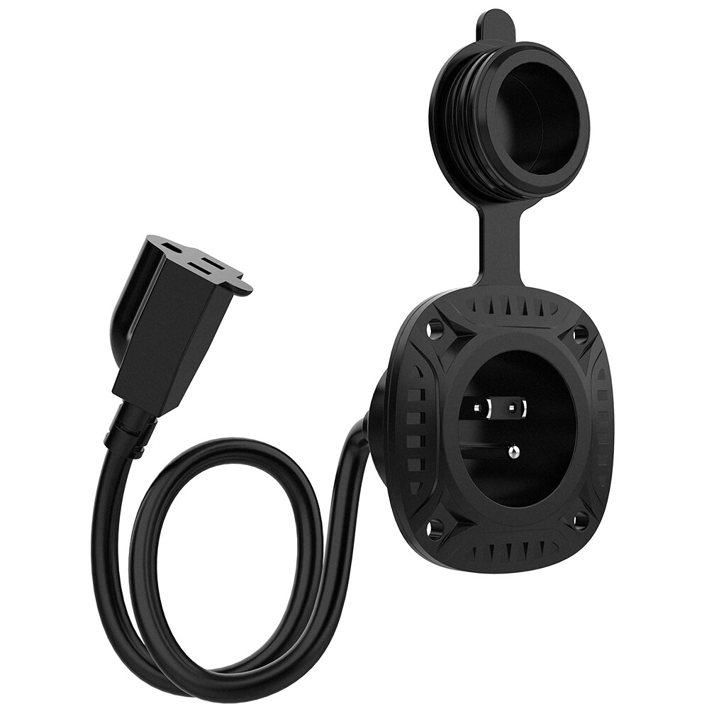 125V AC Plug Port 13Amp 16″ Integrated Extension Cord Waterproof Cap for Camper