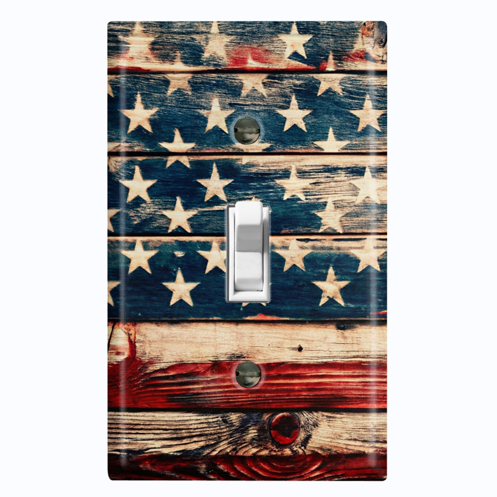 Metal Light Switch Outlet Cover Wall Plate Rustic Patriotic American Flag CUL111