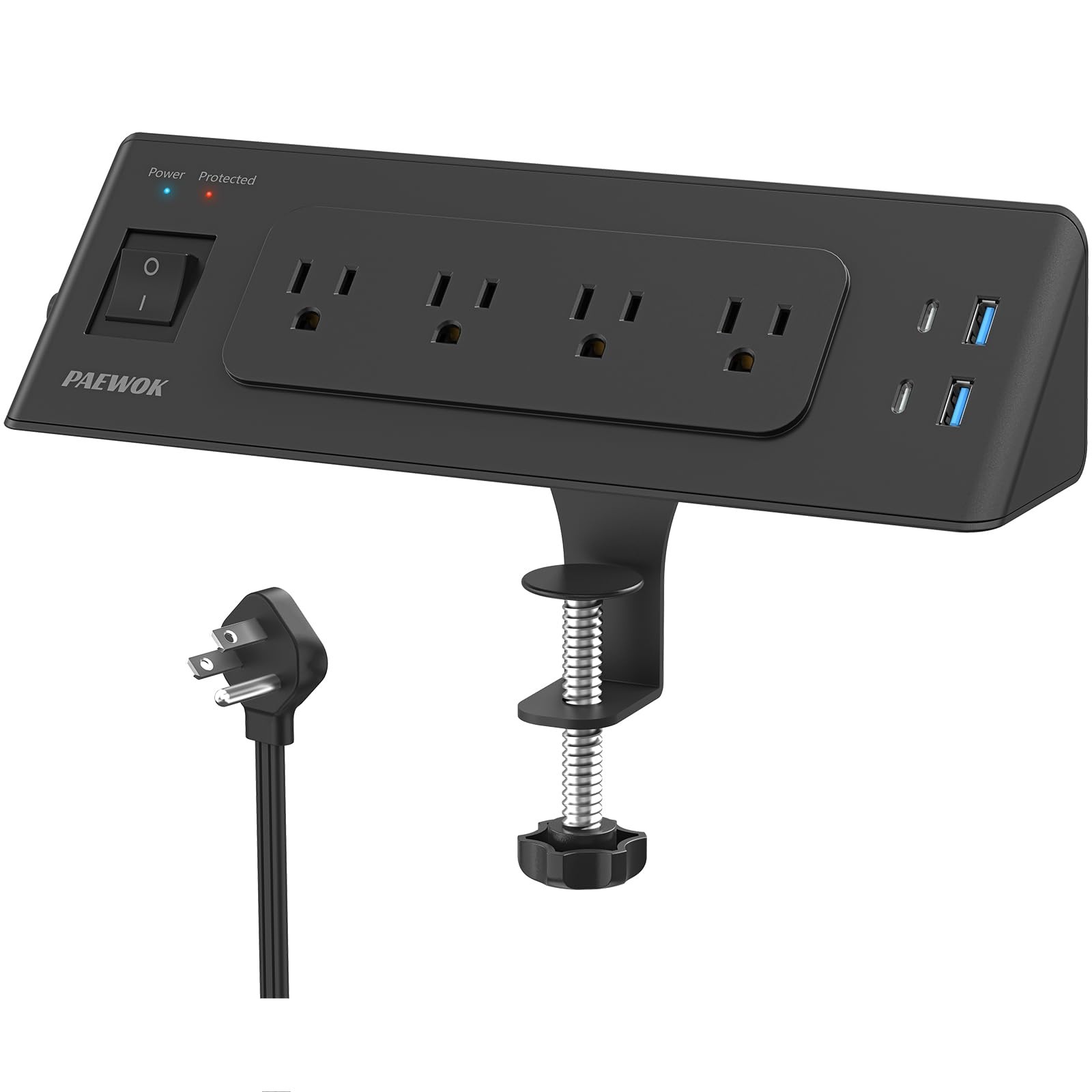 Desk Clamp Power Strip with USB C, Desk Charging Station with 4 Outlets 4 USB