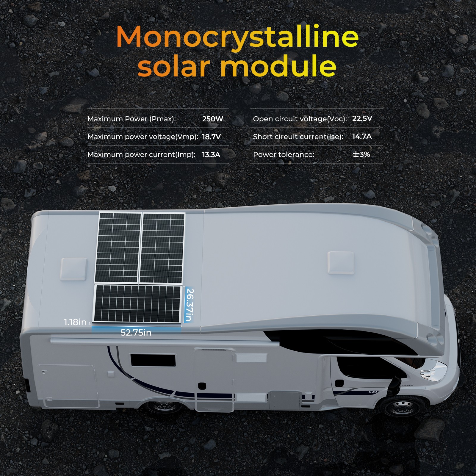12V 250W Watt Mono Solar Panel Power RV Camping Home Boat Camp Off Grid 12BB New