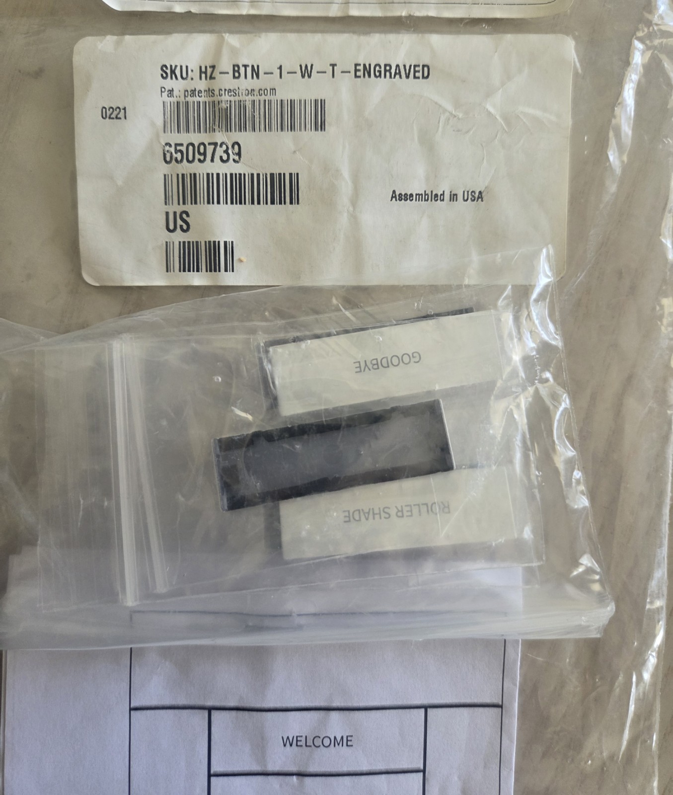 5 Crestron Horizon v1 White Buttons Engraved HZ-BTN-1-W-T