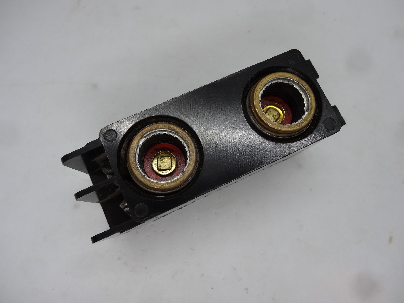 SQUARE D FSP-130 FUSE BLOCK WITH (2) 20AMP FUSTAT ADAPTERS INSTALLED
