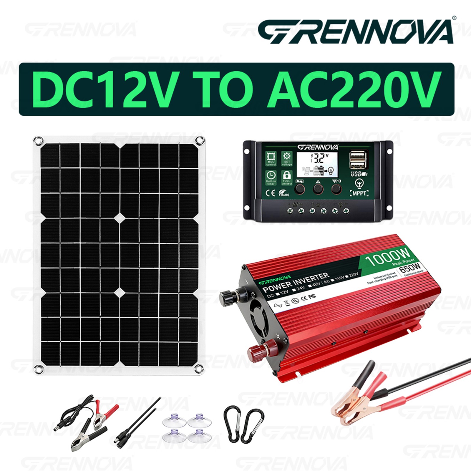 Grennova 1000W Outdoor Solar Kit 60A MPPT Dual Voltage Home Backup Power