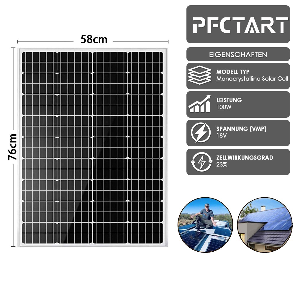 Solar Panel 1000W Watt Monocrystalline PV Power 12V For Home RV Marine Garden US