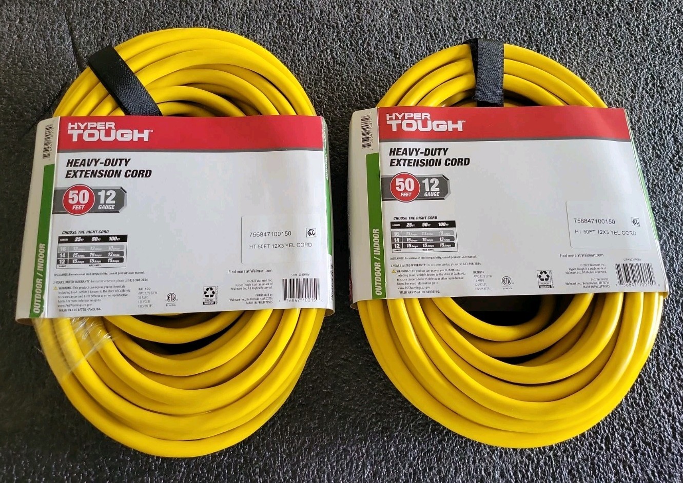2-pack 50-ft Hyper Tough Indoor/Outdoor Heavy-Duty Yellow Vinyl Extension Cords