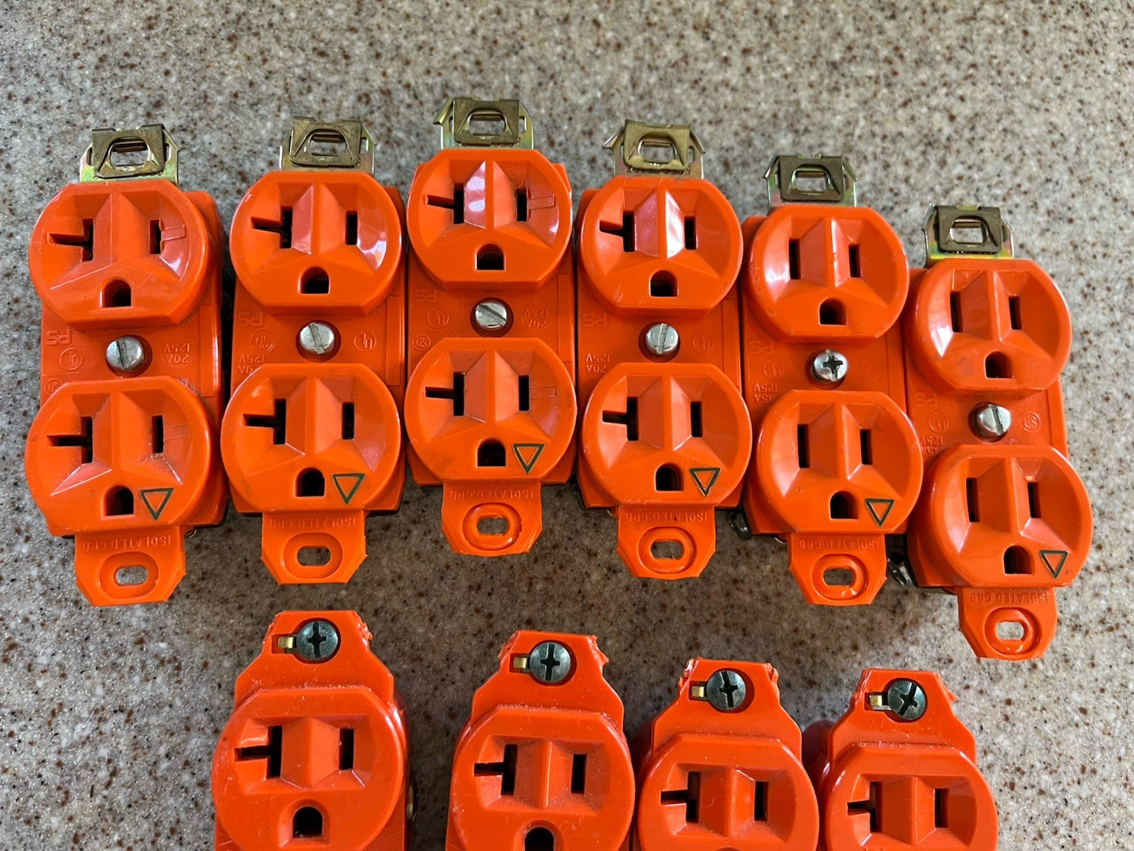 Lot (10) Eagle & PS 20a Duplex ELECTRIC Two Gang Receptacle Outlets Orange