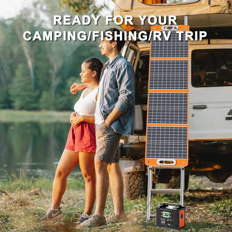Flashfish 100W Portable Solar Panel for Power Station for Camping RV Refurbished