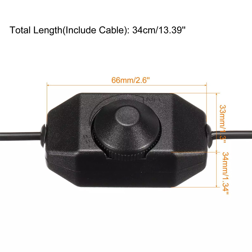 2X 5V USB PWM Rotary Inline Dimmer Switch for LED Strips Lights Black
