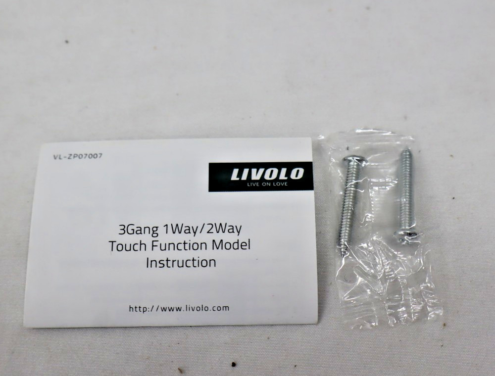 LIVOLO Touch Electrical Touch Light Switch Tempered Glass Panel 2 Gang 1 Way LED