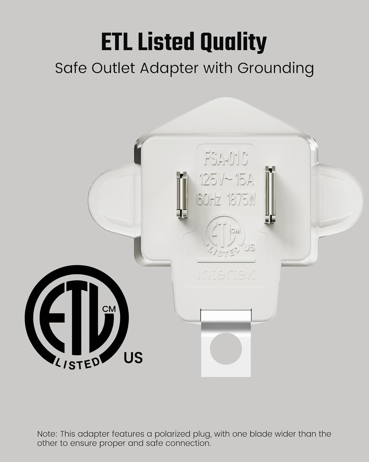 3 Prong to 2 Prong ETL Listed White Power Adapter 4 Pack Conversion Kit