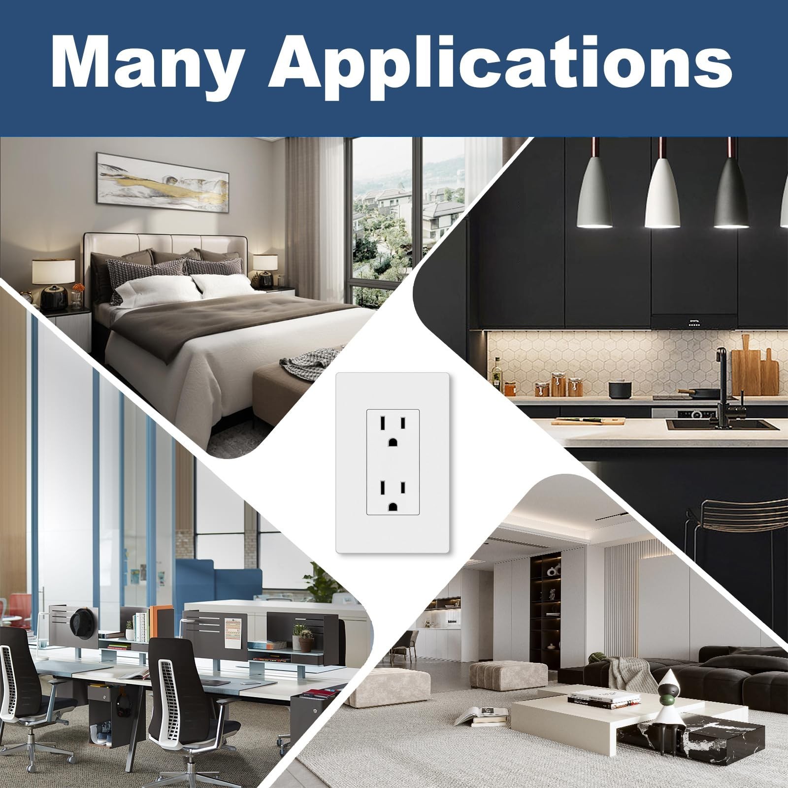 CML 50 Pack Matte White 15 Amp Decorator Wall Receptacle Outlet UL Listed