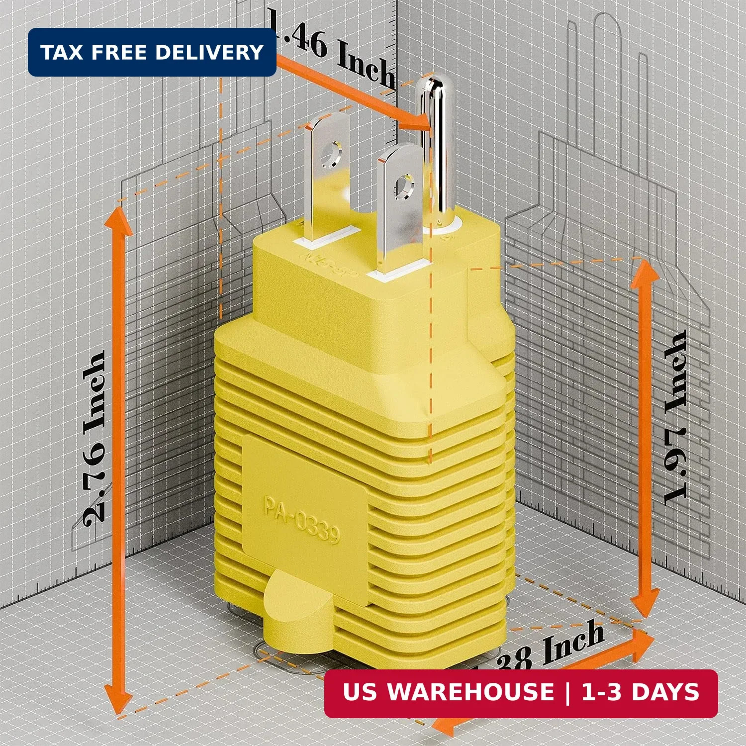 [4-in-1] 15 Amp Household AC Plug to 20 Amp T Blade Adapter,5-15P to 5-20R,5-15P