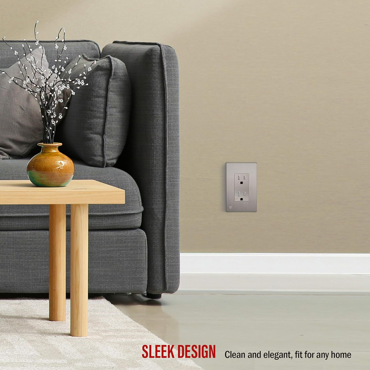 Child Safe Tamper-Resistant Wall Outlet, 15A 125V, Nickel Finish, 10 Pack