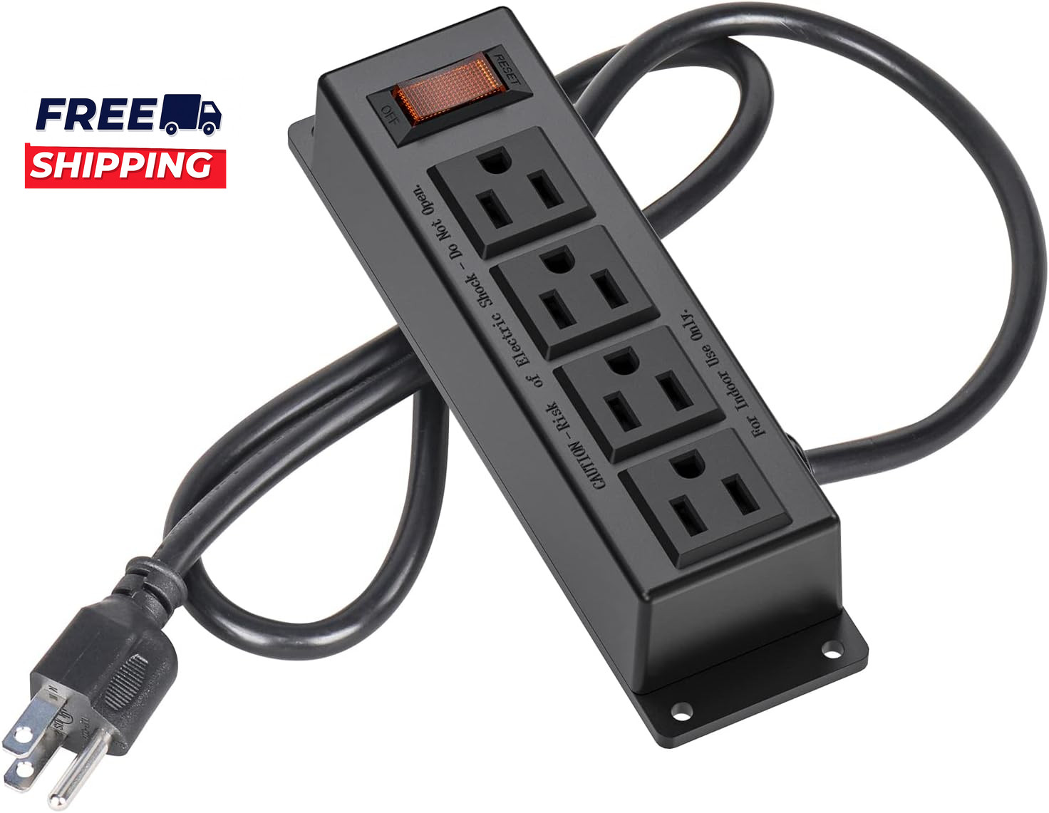 Wall Mount Power Outlet Strip 4 Outlet Mountable Power Strip with Switch