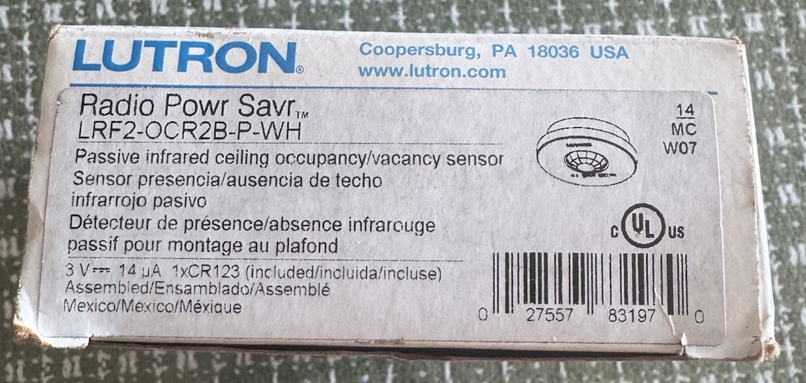 Lutron LRF2-OCR2B-P-WH Ceiling Occupancy Sensor Radio Powr Savr NEW / Price each