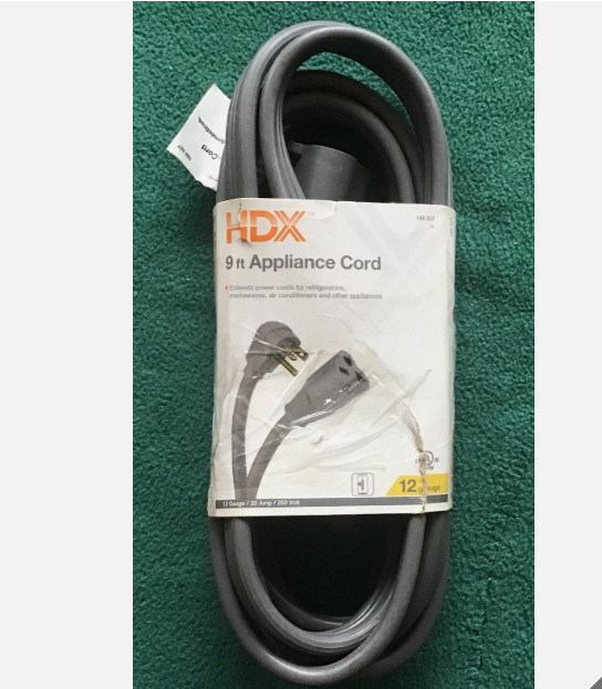 HDX 9 ft. 12/3 20 Amp 250-Volt Appliance, Air Conditioner Extension Cord, Grey