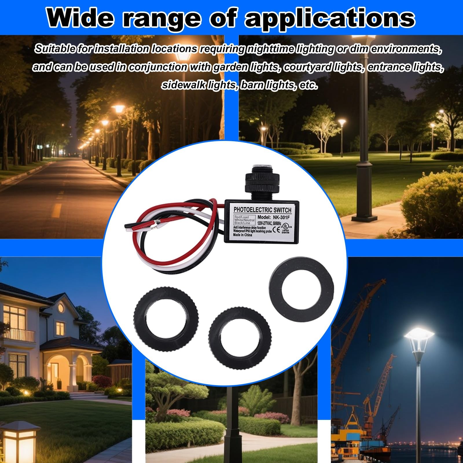 Unbranded 120V-277V AC Photocell Light Sensor Switch, Automatic Dusk to Dawn