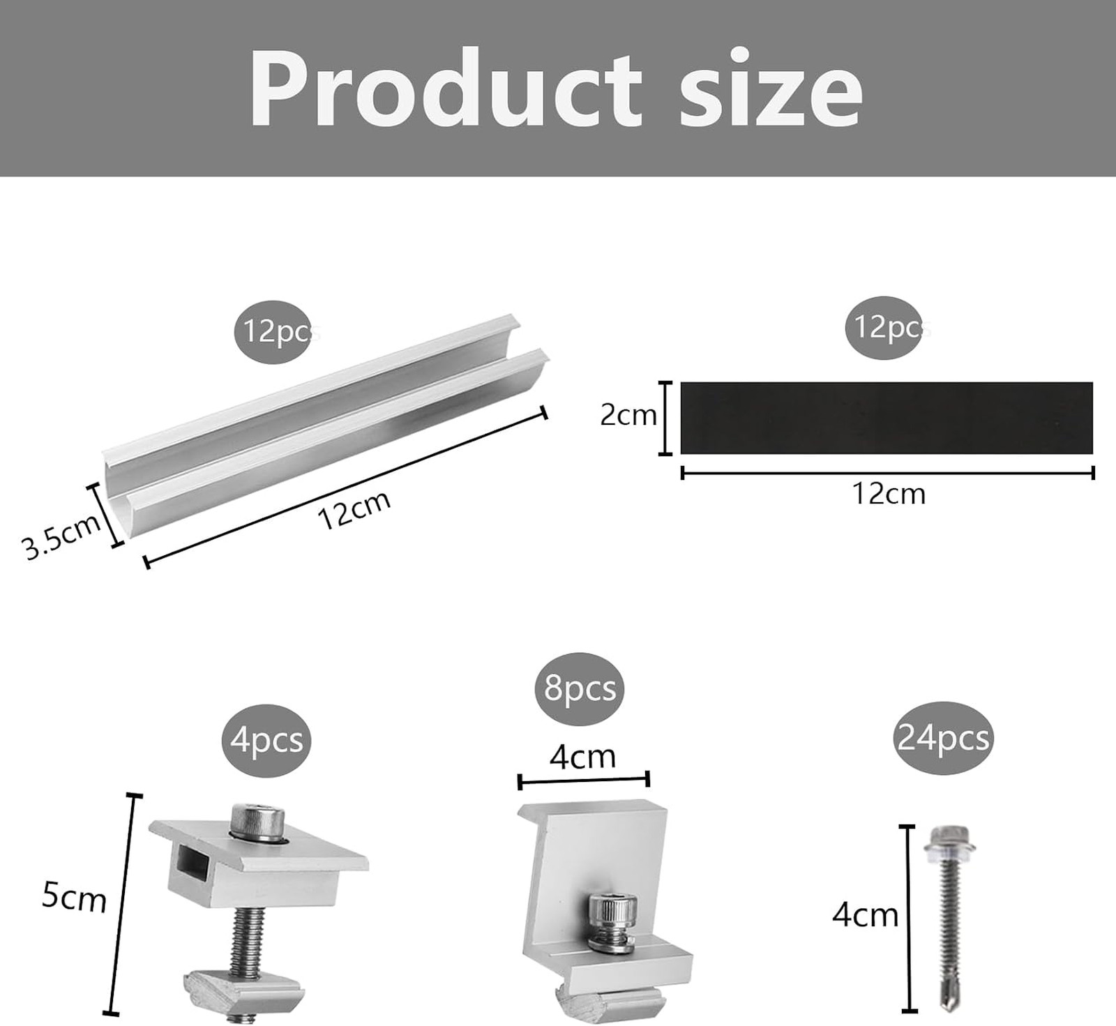 Solar Panel Mounting Brackets Z Brackets Aluminum 12CM Flat Roof Photovoltaic