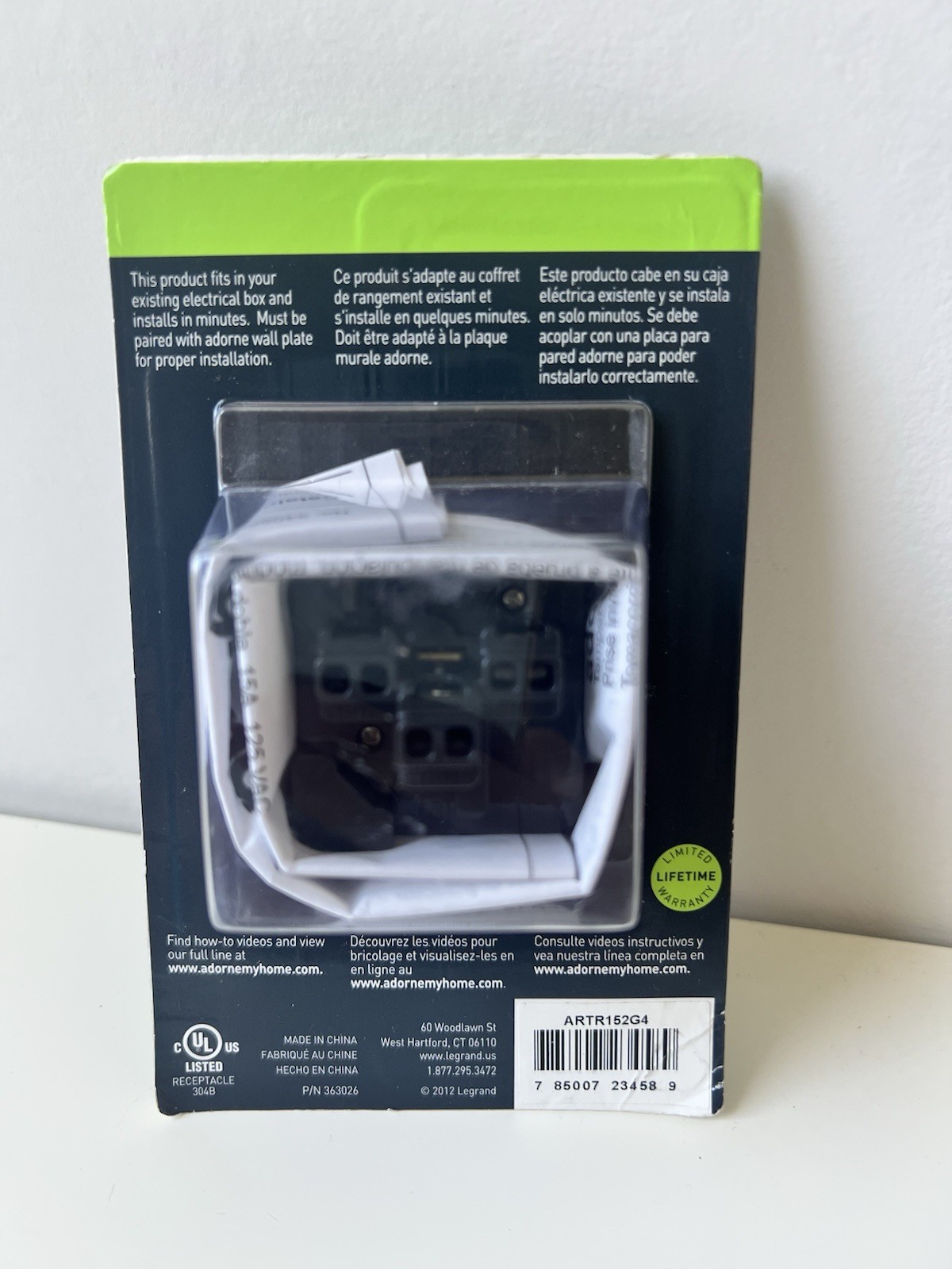 Adorne ARTR152G4 Dual Tamper-Resistant Outlet 15A , Graphite LeGrande