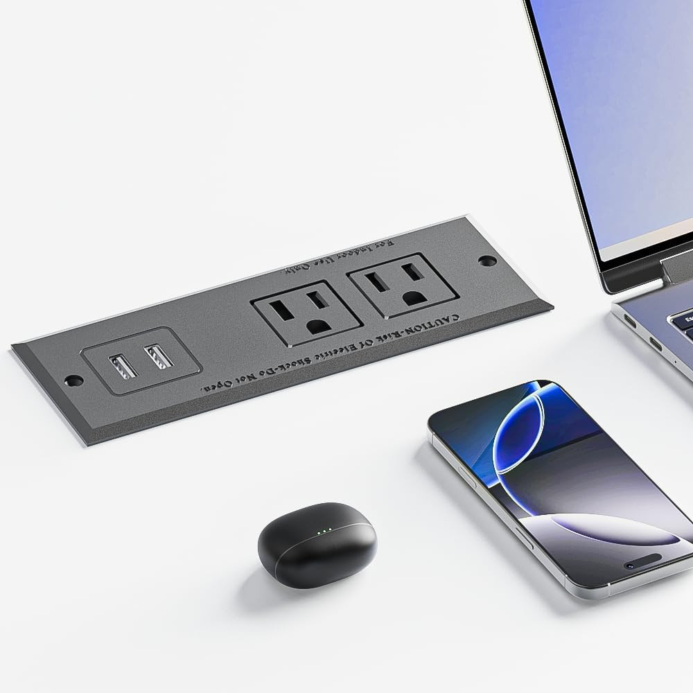 1500W Recessed Power Strip Mount Hidden Charging Station with USB Plug Multiple
