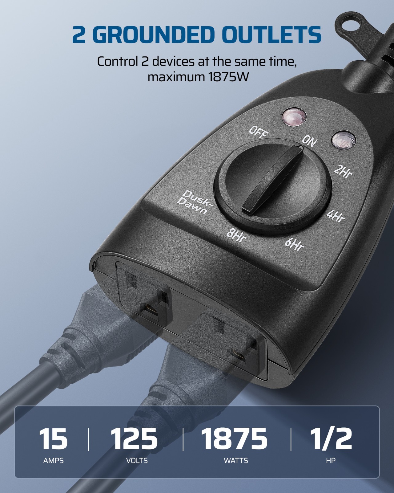 DEWENWILS Outdoor Timer Outlet Waterproof, Heavy Duty Outdoor Light Timer 60Hz
