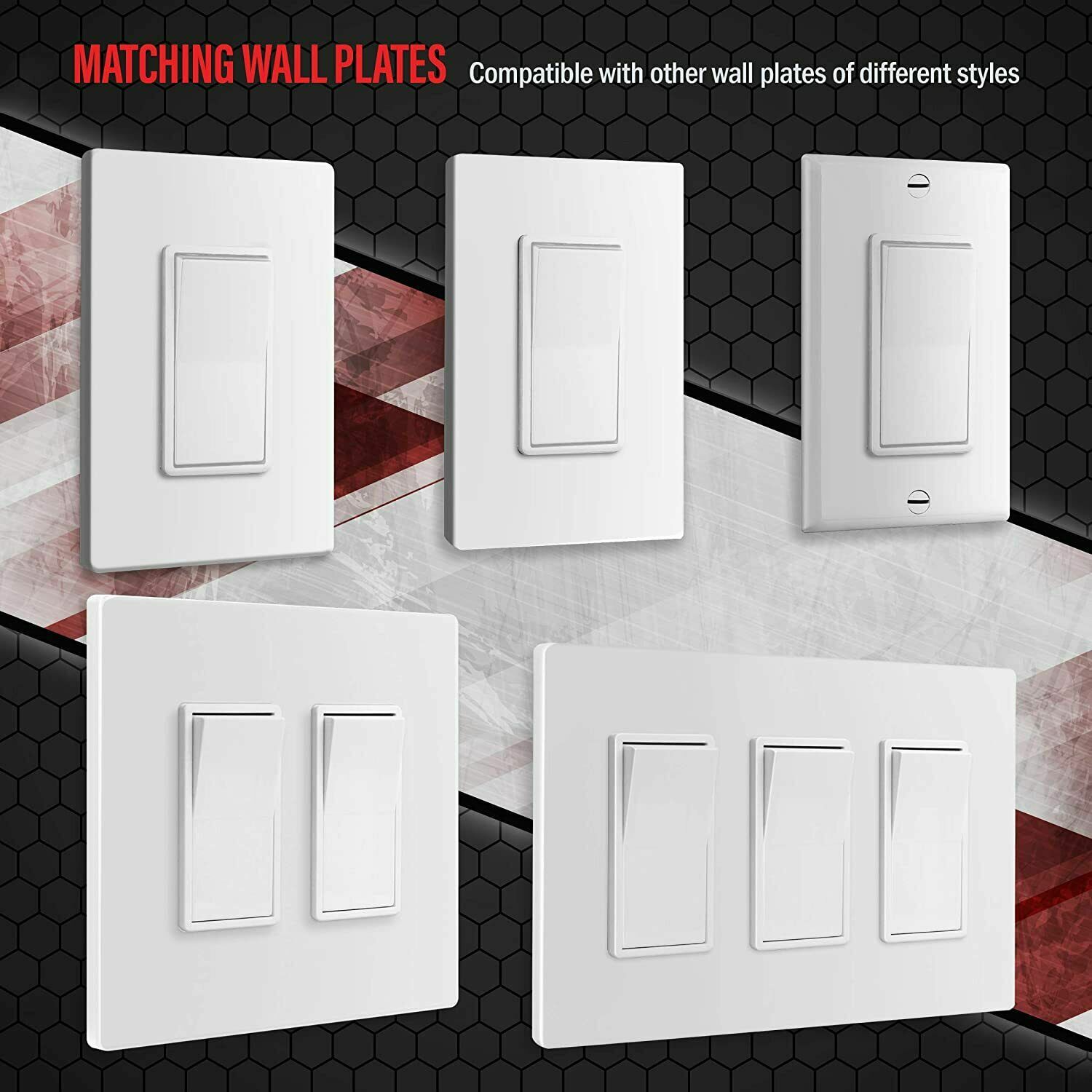Decorator Paddle Rocker Light Switch Single Pole 15A 120V In Wall Bedroom 40Pack