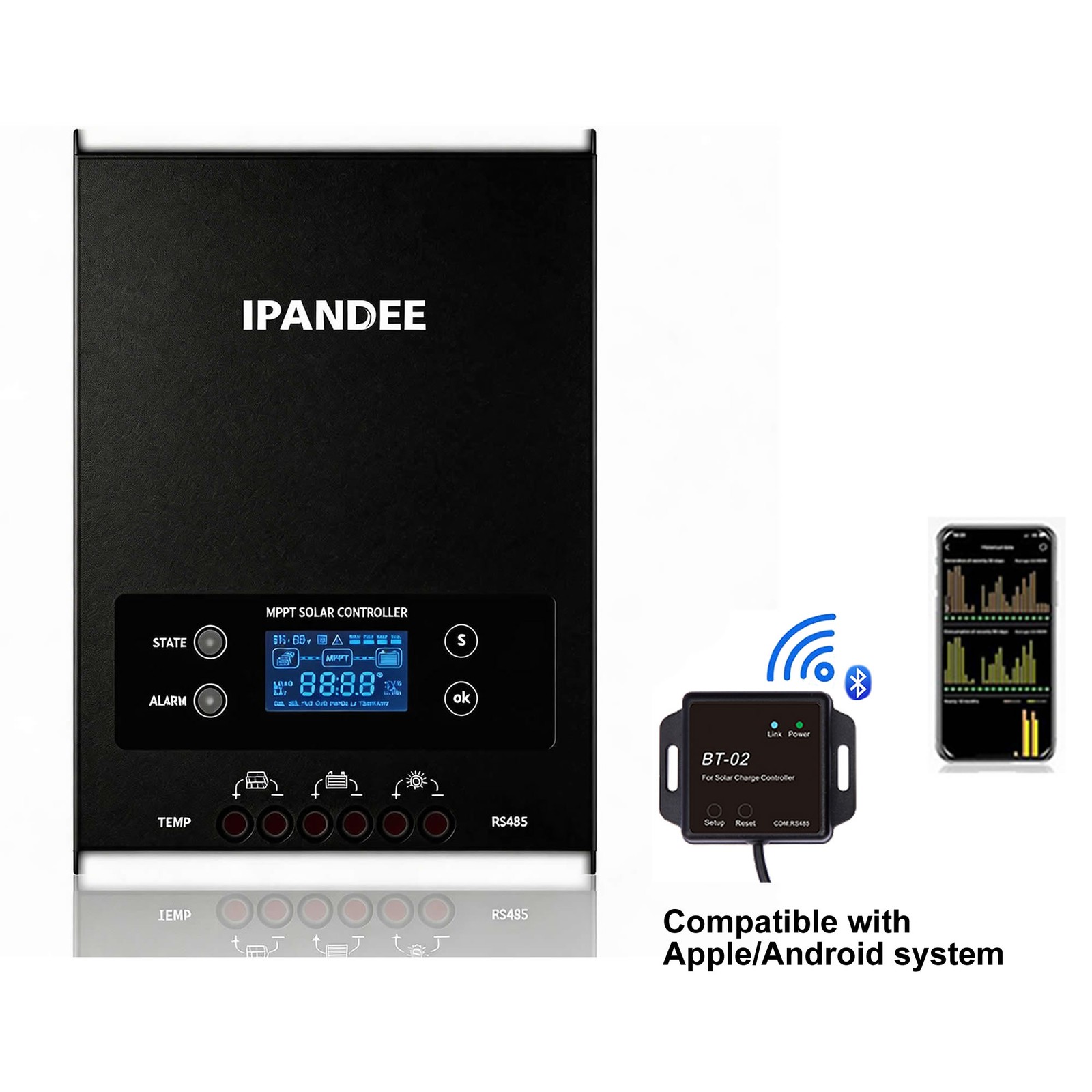 100A MPPT Solar Controller 12V/24V/36V/48V Solar Charger 250V & Bluetooth BT-02