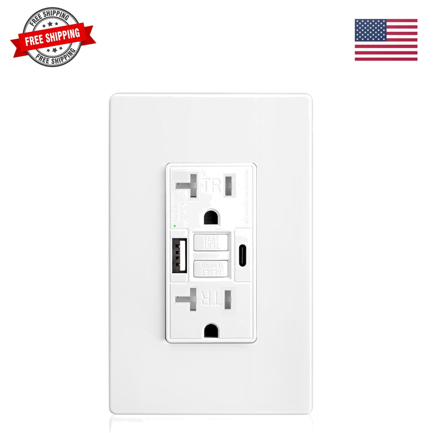GFCI Outlet 20 Amp, Listed, Charging Power Outlet with USB C & USB A Ports, …