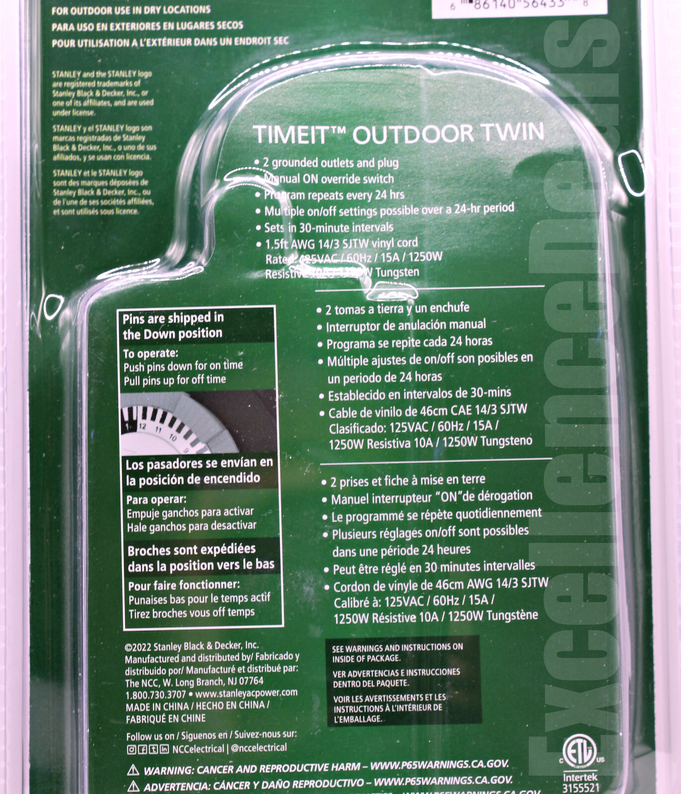 Stanley TimeIt Outdoor Twin 2-Outlet Grounded Mechanical 24 Hour Timer