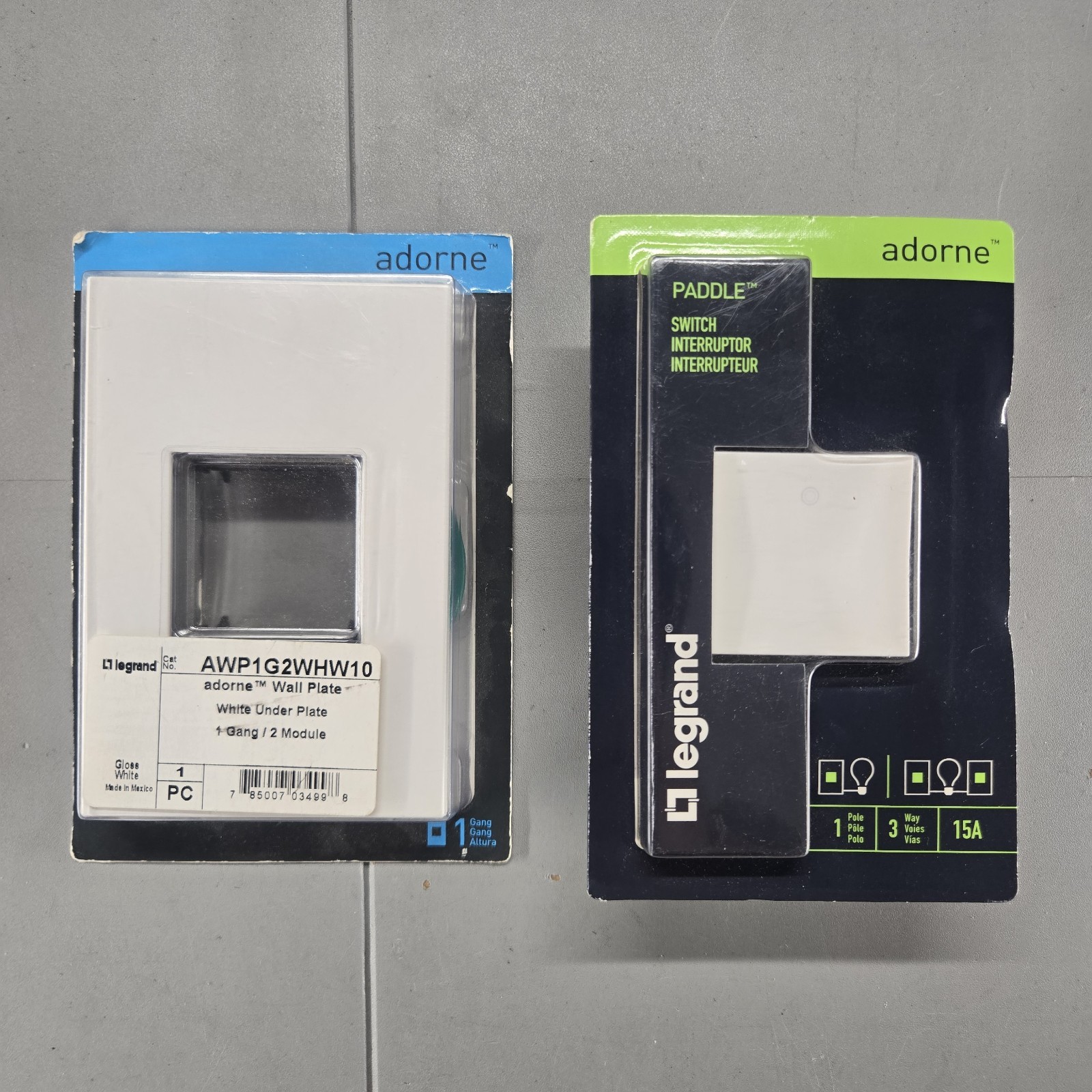 Legrand Adorne 15A 1 or 3-Way Paddle Switch ASPD1532W4 w/ Wall Plate