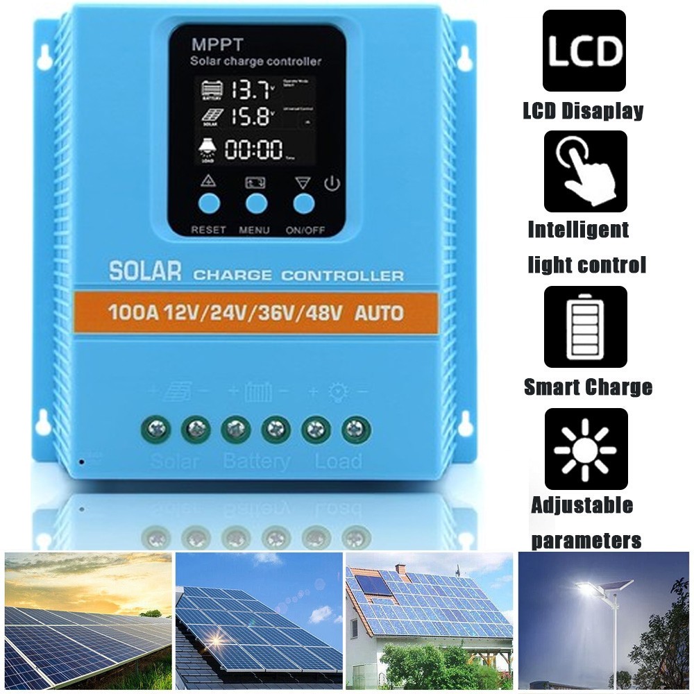 4800W MPPT Solar Charge Controller 100A/12V 24V 36V 48V USB Battery PV Regulator