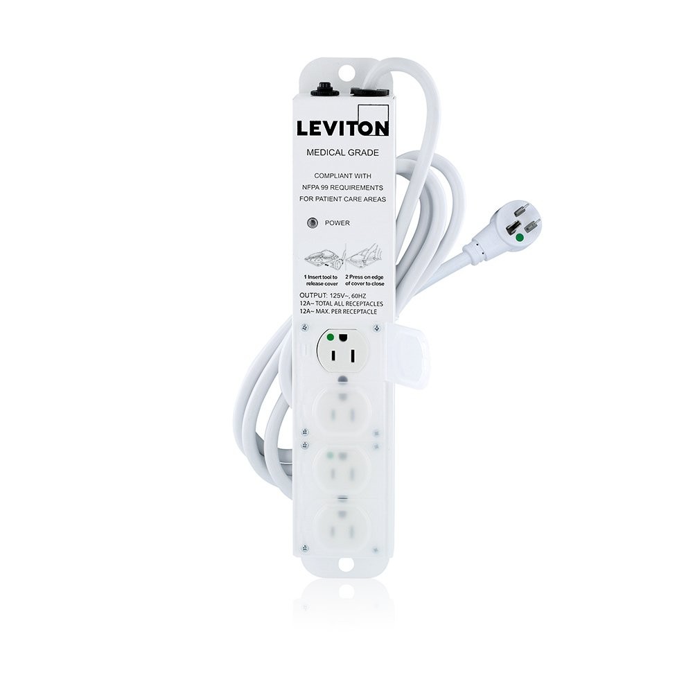 Leviton 5304M-1N7 Medical Grade Power Strip 15-Amp 125-volt 4-Outlets 7-Feet Cor