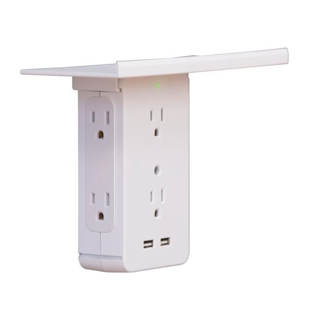 Sharper Image Socket Shelf Cordless Wall 6-Outlet Extender – White