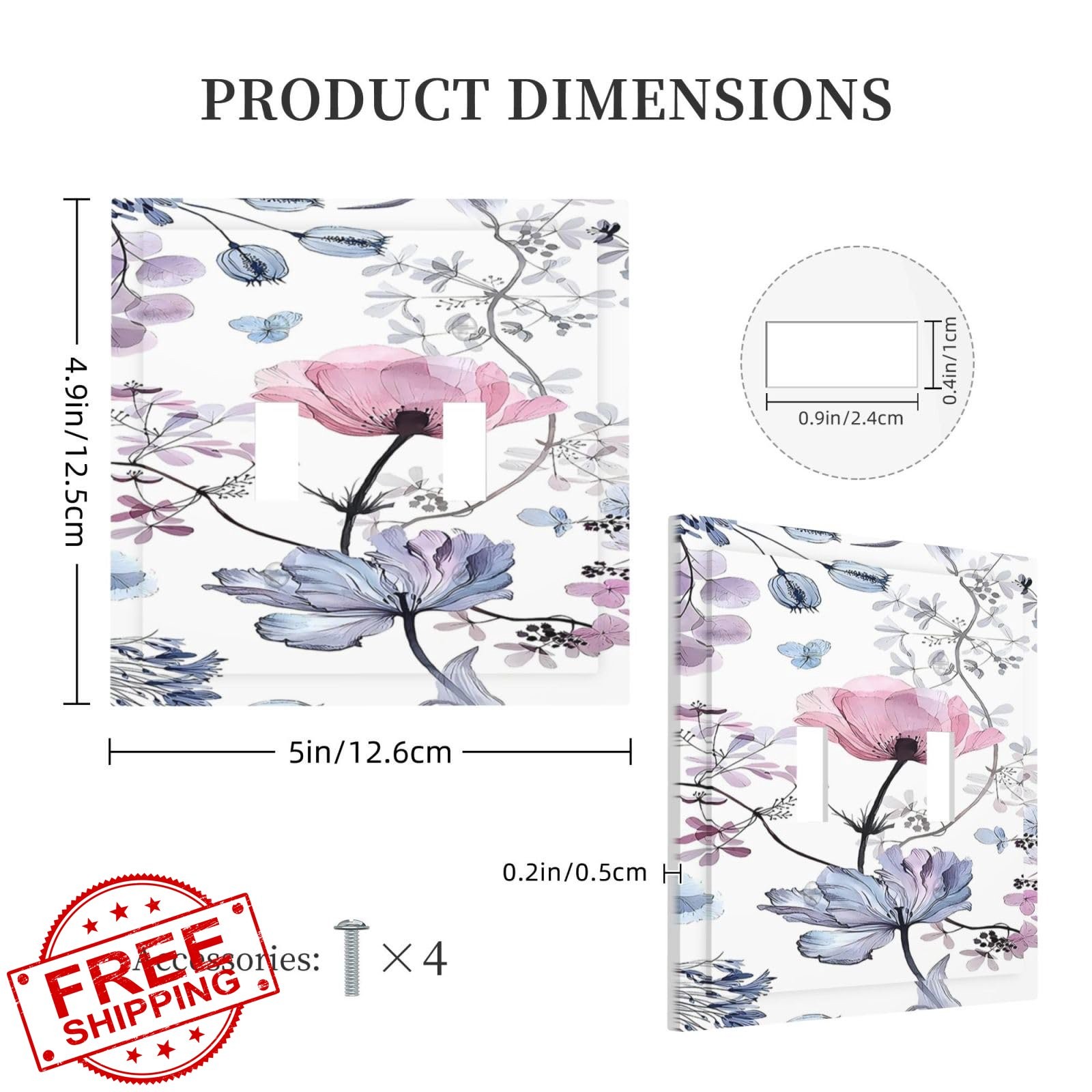 Naiqadnehz Watercolor Floral Double Toggle Plate