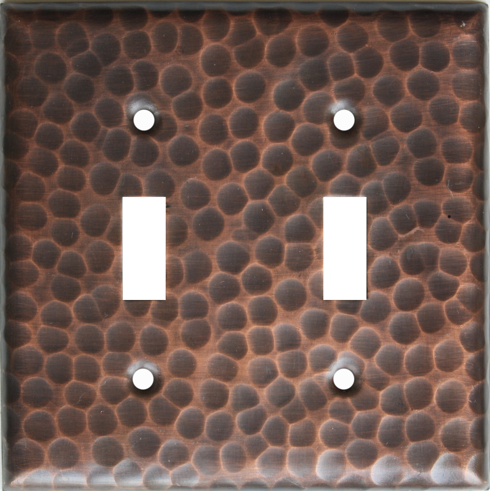 Double Toggle Outlet Hammered Copper Wall Plate