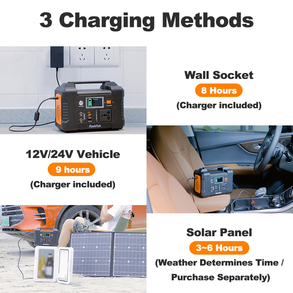Flashfish 40800mAh/151Wh 200W Solar Generator Power Station Outdoor Camping L7G0